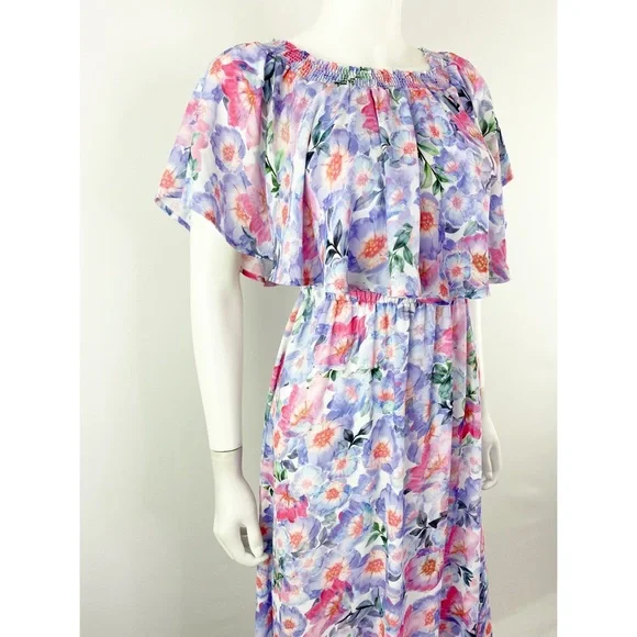 Show Me Your Mumu Size XS Purple Pink Floral Blouson Maxi Dress - Picture 3 of 7